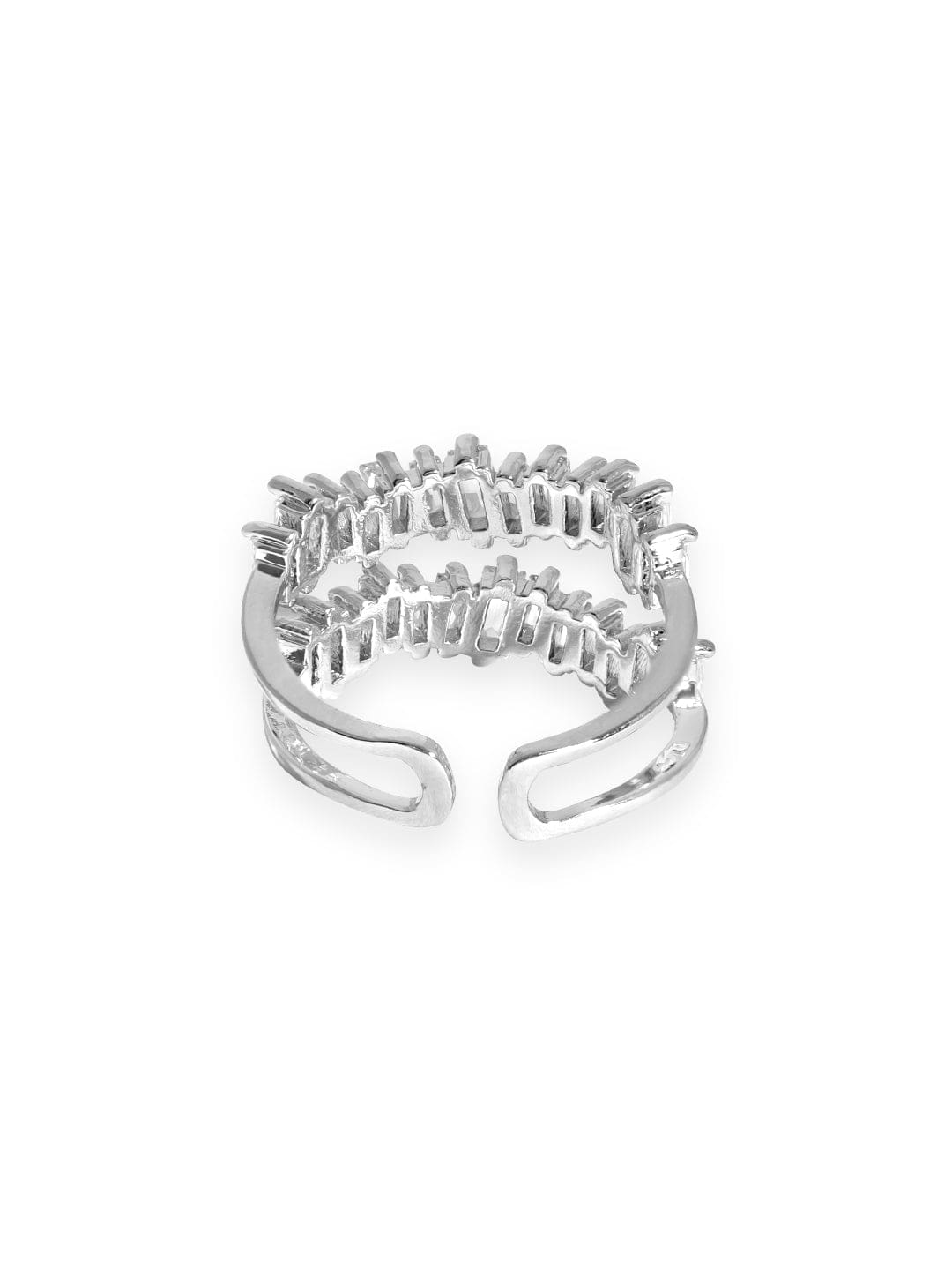 Rubans Elegance Unbound: Adjustable AD Silver Tone Ring Rings