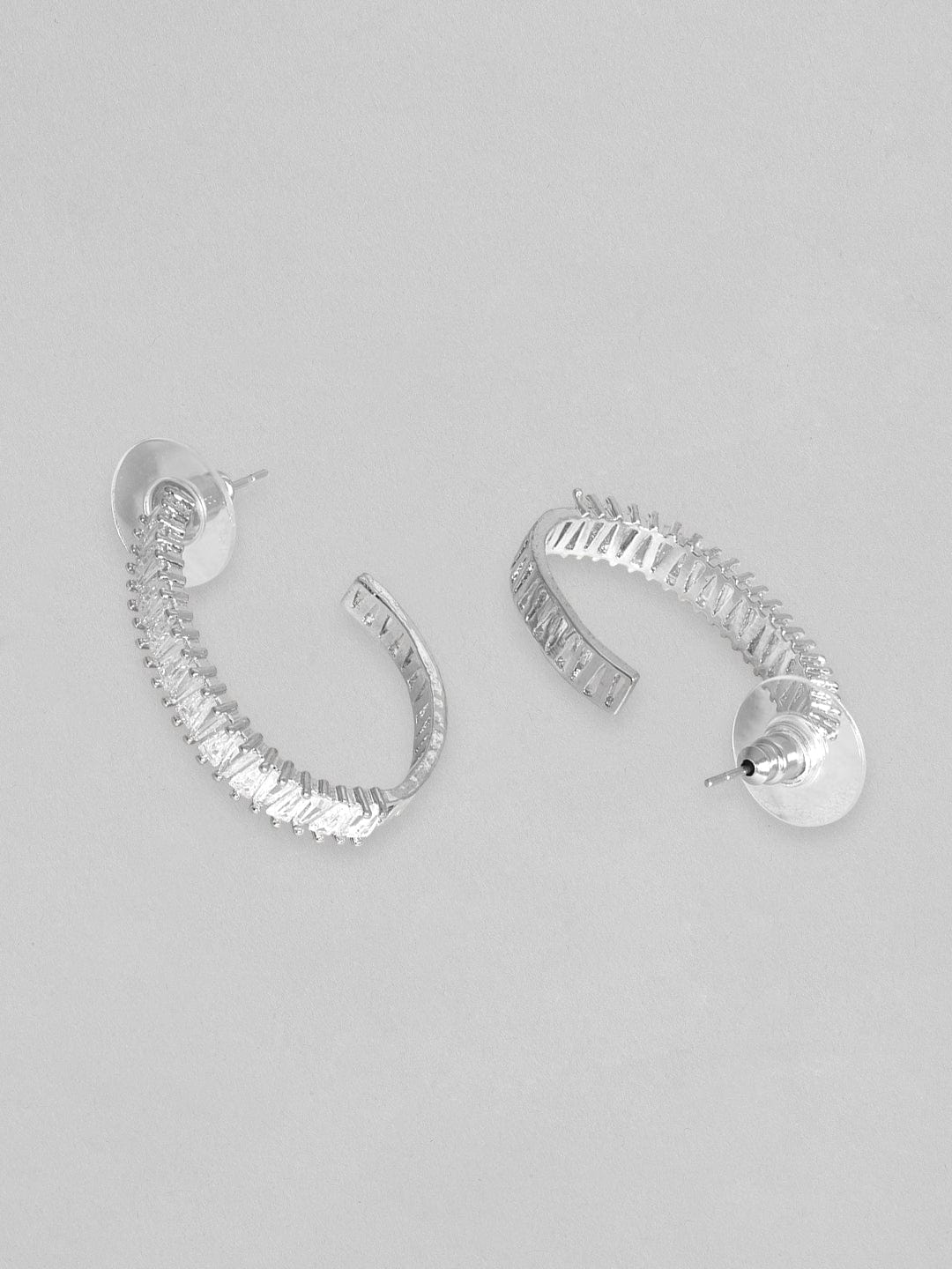Rubans Elegant Silver-Plated Circular Hoop Earrings Earrings