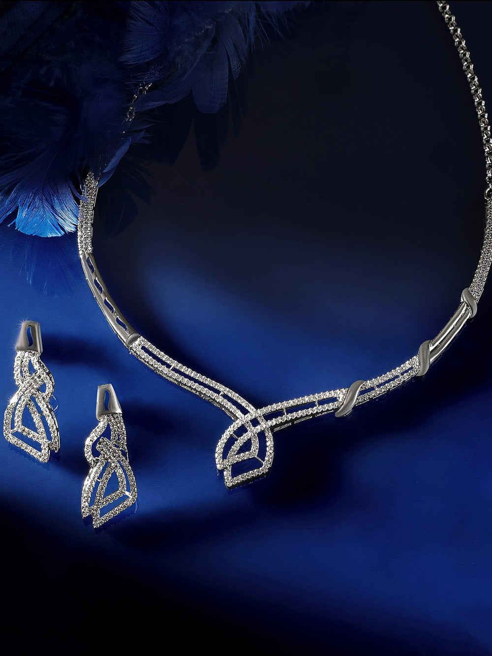 Rubans Eternal Sparkle Rhodium Plated Zirconia Jewelry Set Jewellery Sets