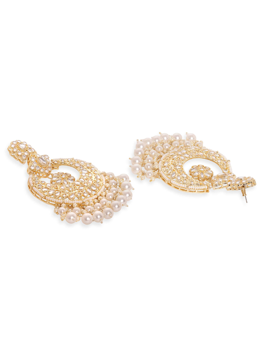 Rubans Exquisite 22k Gold Plated Kundan Pearl Beaded Earrings Earrings