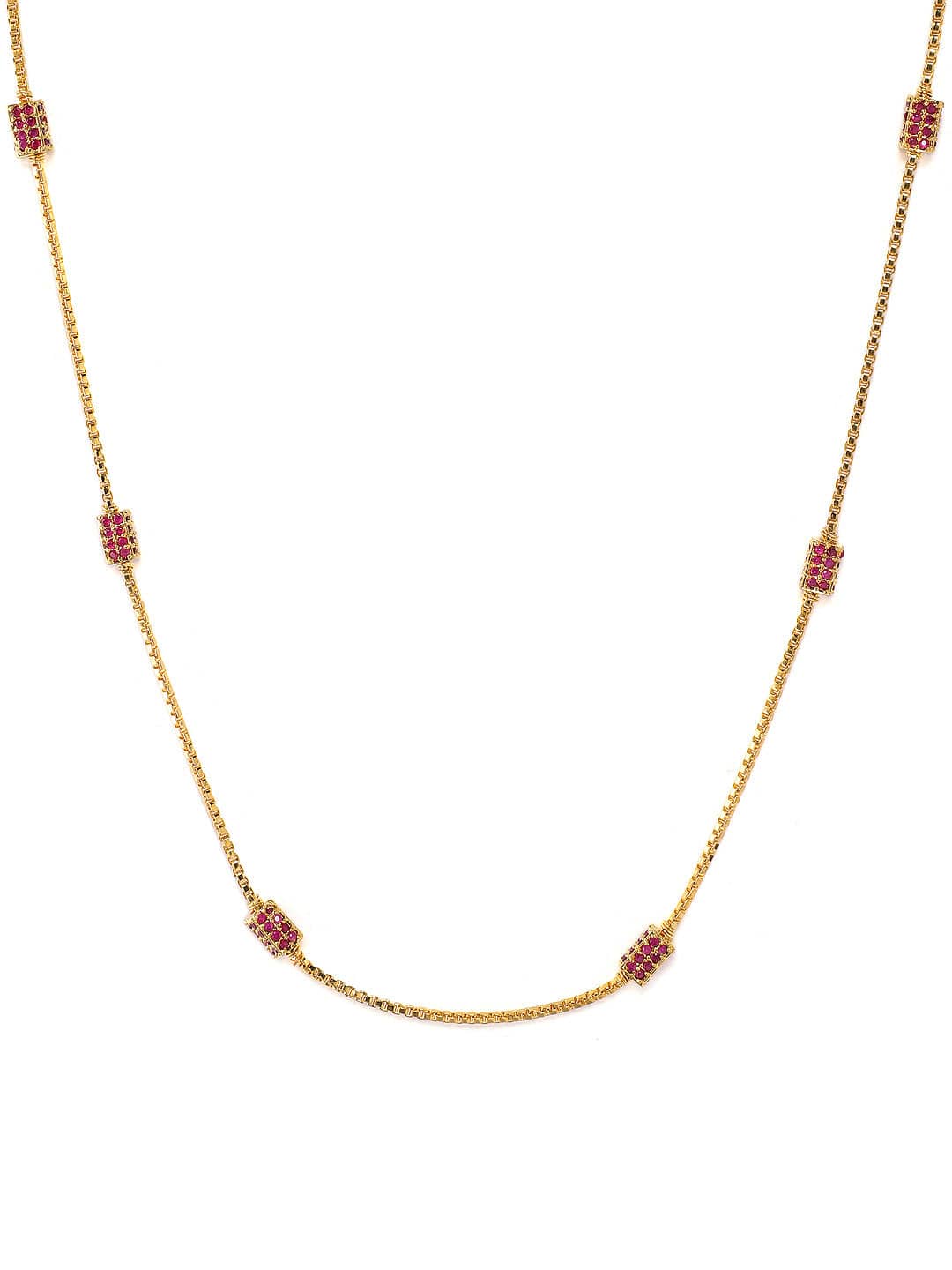 Rubans Faux Ruby Studded Gold Toned Necklace Chain & Necklaces