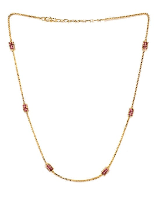 Rubans Faux Ruby Studded Gold Toned Necklace Necklaces, Necklace Sets, Chains & Mangalsutra
