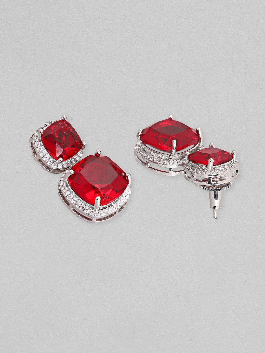 Rubans Fuax Ruby Stone Studded Zircon Jewellery Set Necklace Set