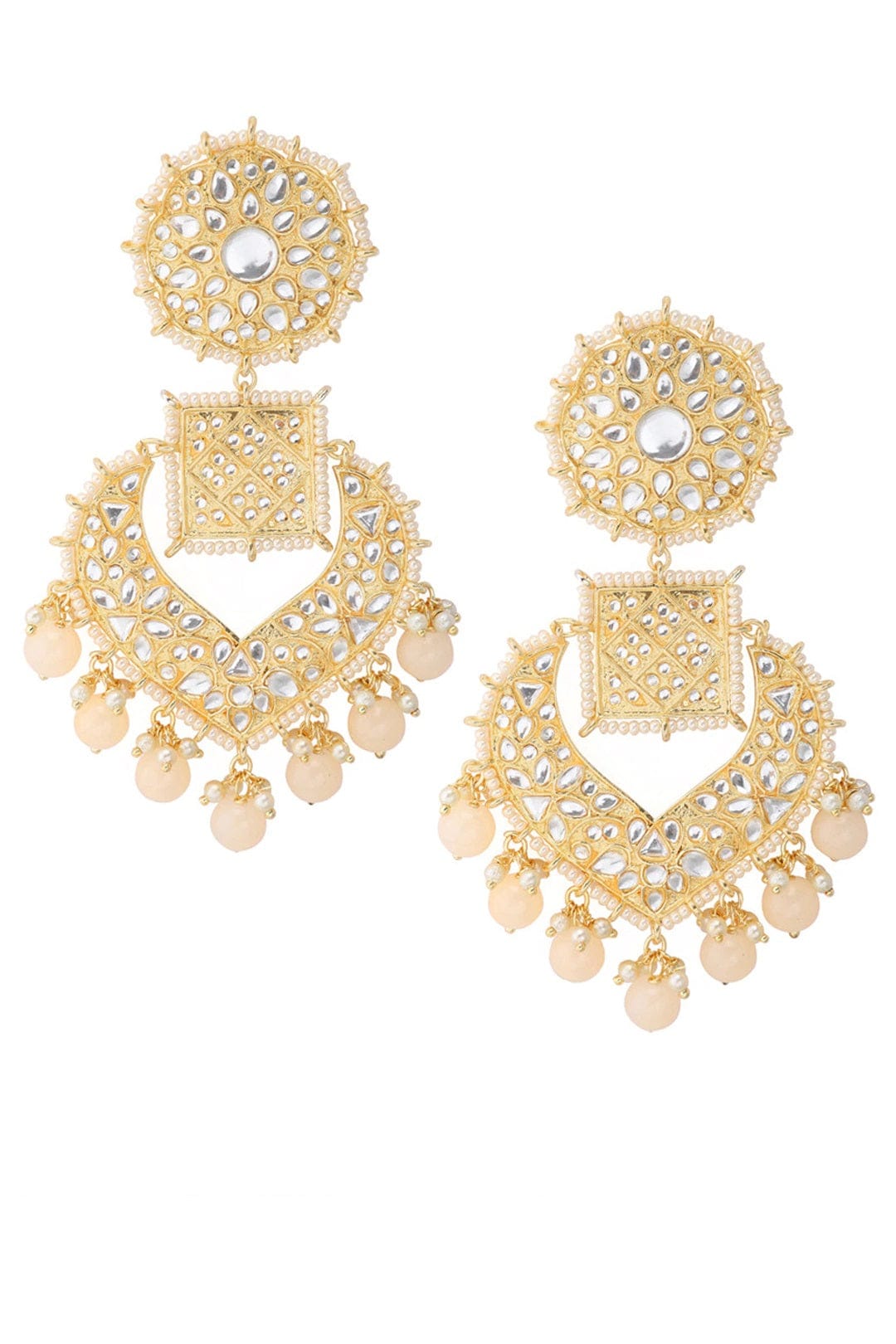 Rubans Gold Plated Beads Chandbali Earrings Earrings