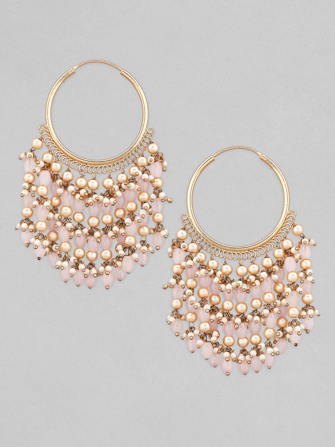 Rubans Gold Plated Chandbali Earrings With Pastel Colour Beads. Earrings