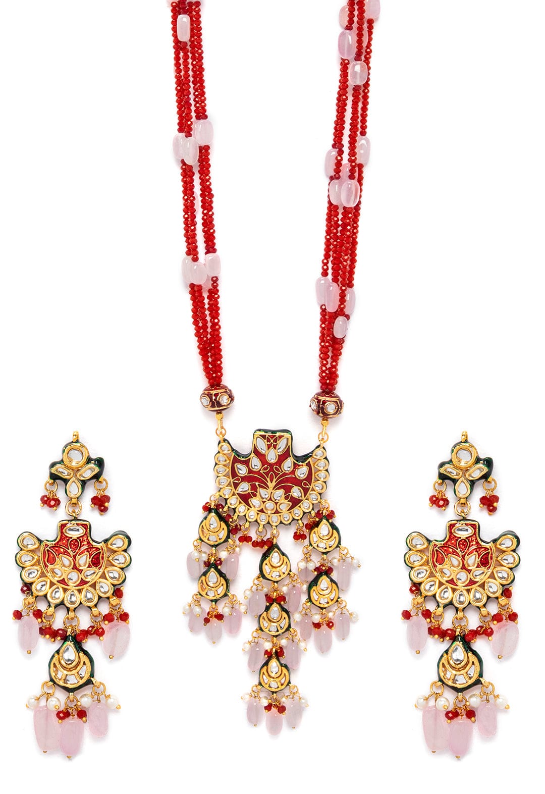 Rubans Gold Plated Enamel Hand Painted Multi- Strand Statement Necklace Set Necklace Set