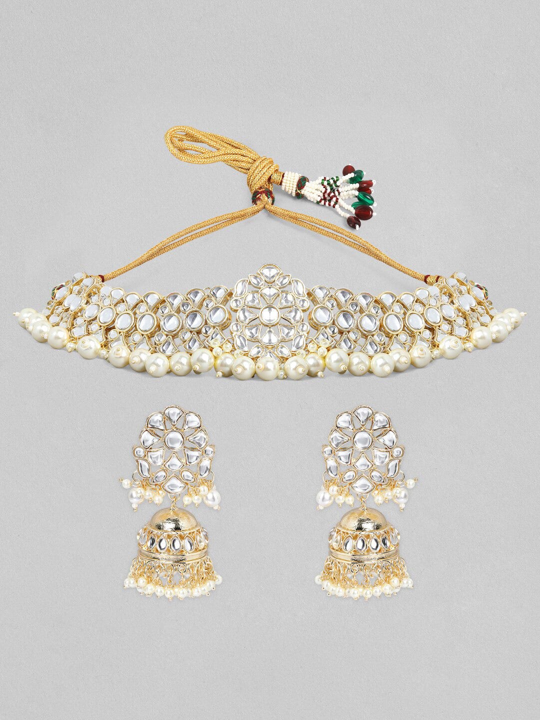 Rubans Gold Plated Festive Kundan Necklace Set Necklace Set