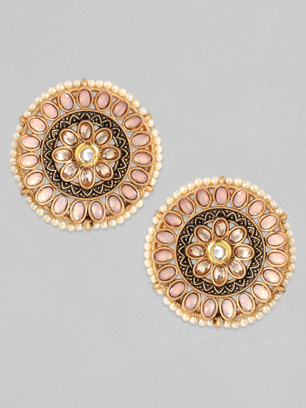Rubans Gold Plated Handcrafted Color Stone   Floral Stud Earrings Earrings