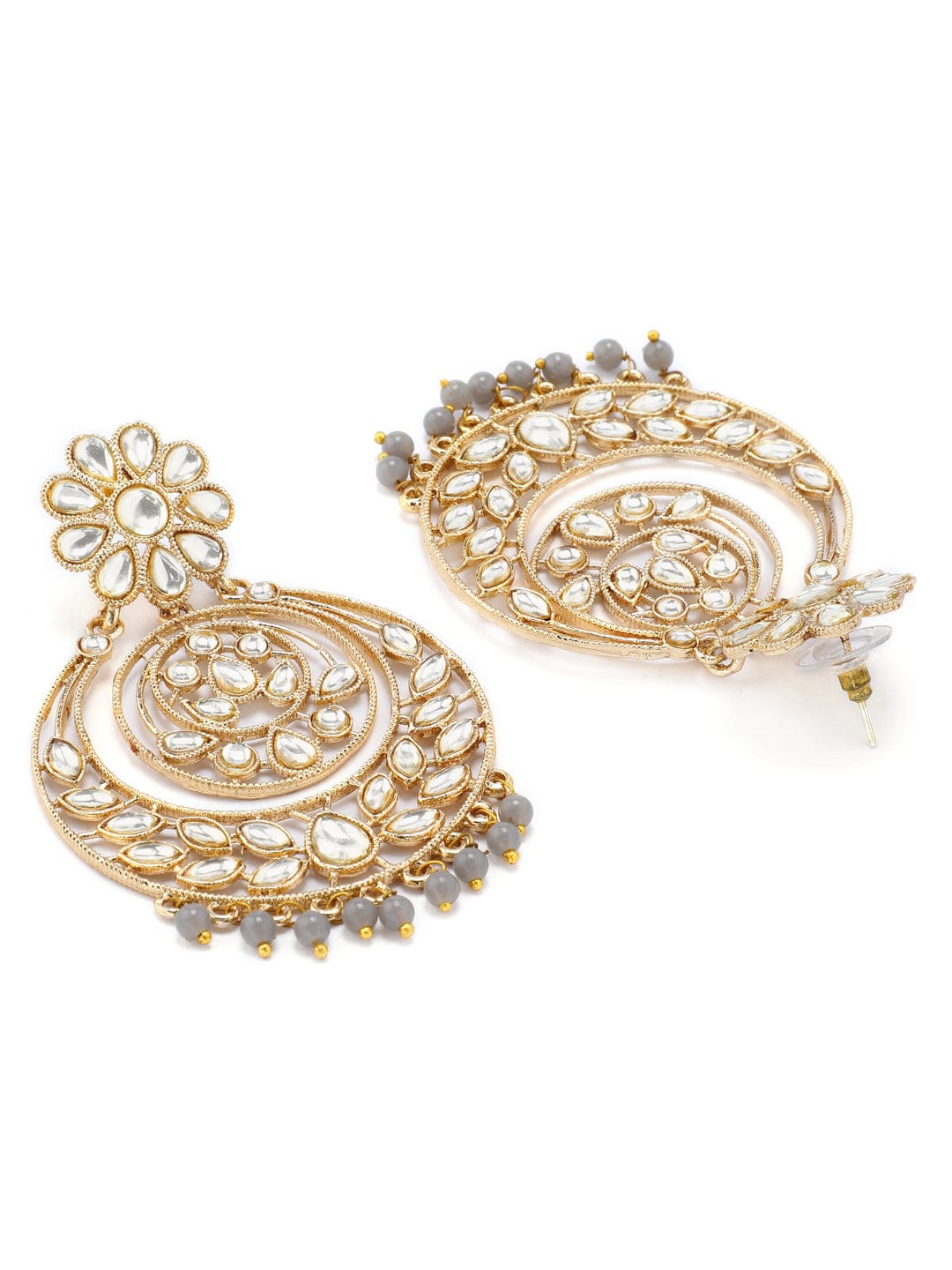 Rubans Gold Plated Handcrafted Kundan Chandbali Earrings Earrings