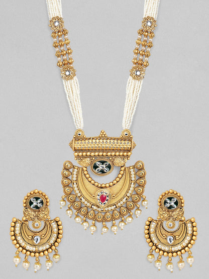 Rubans Gold Plated Handcrafted Kundan Necklace Set Necklace Set