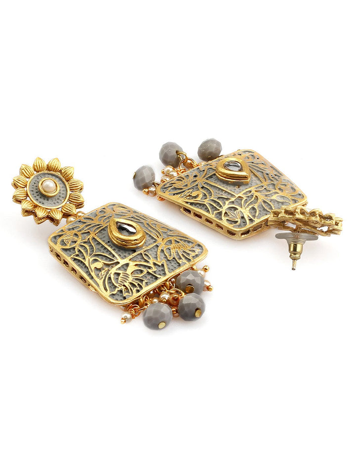Rubans Gold Plated Handcrafted Kundan Studded Statement Necklace Set Necklace Set