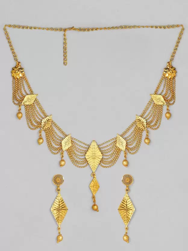 Rubans Gold Plated Handcrafted Layered Necklace Set Necklace Set