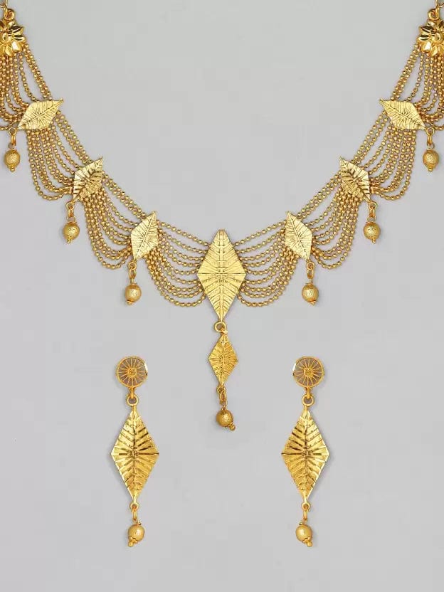 Rubans Gold Plated Handcrafted Layered Necklace Set Necklace Set
