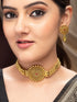Rubans Gold Plated Handcrafted Red Stone Studded Choker Set. Necklace Set