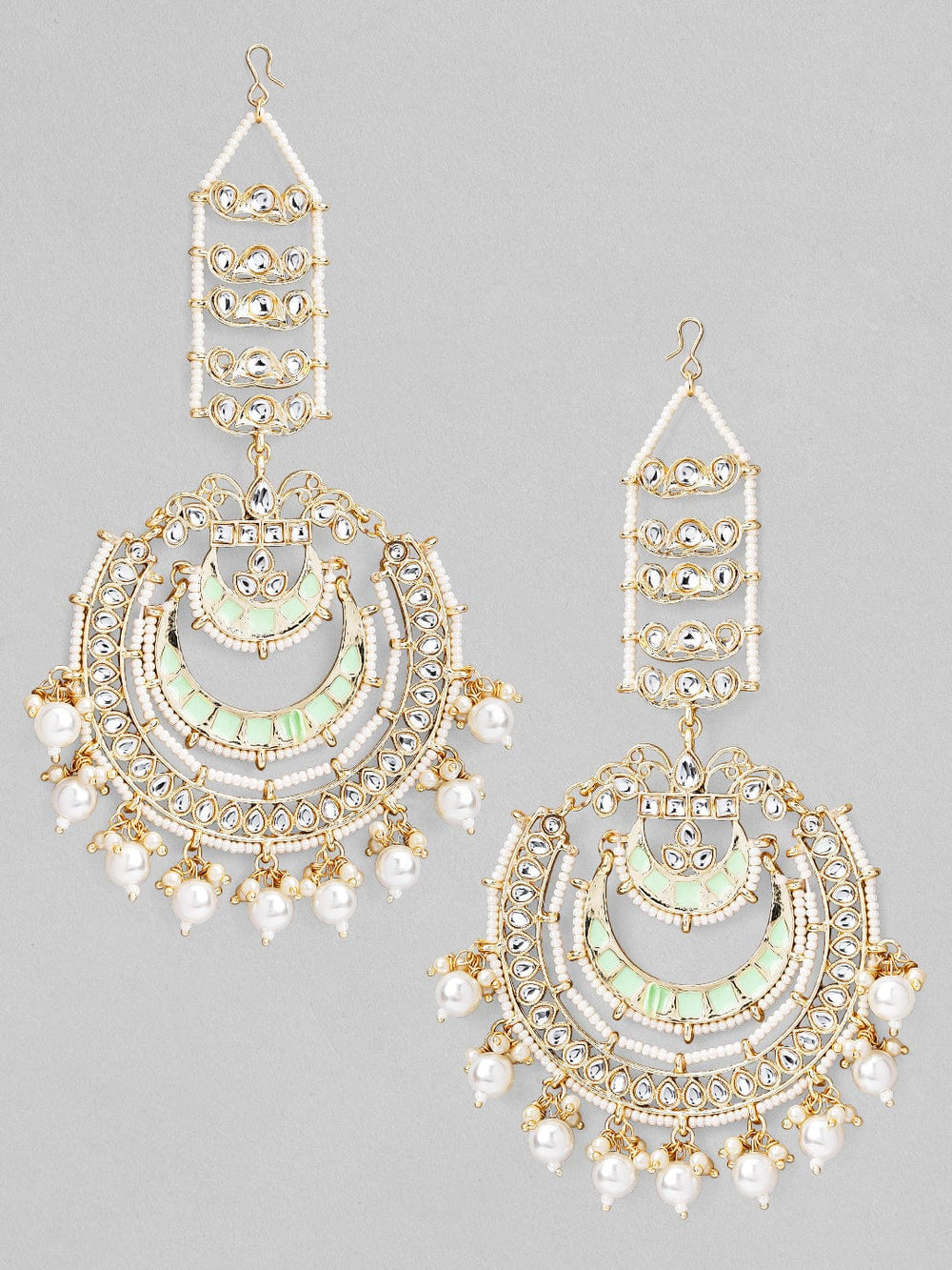 Rubans Gold Plated Handcrafted Stone Studded Drop Earrings Earrings