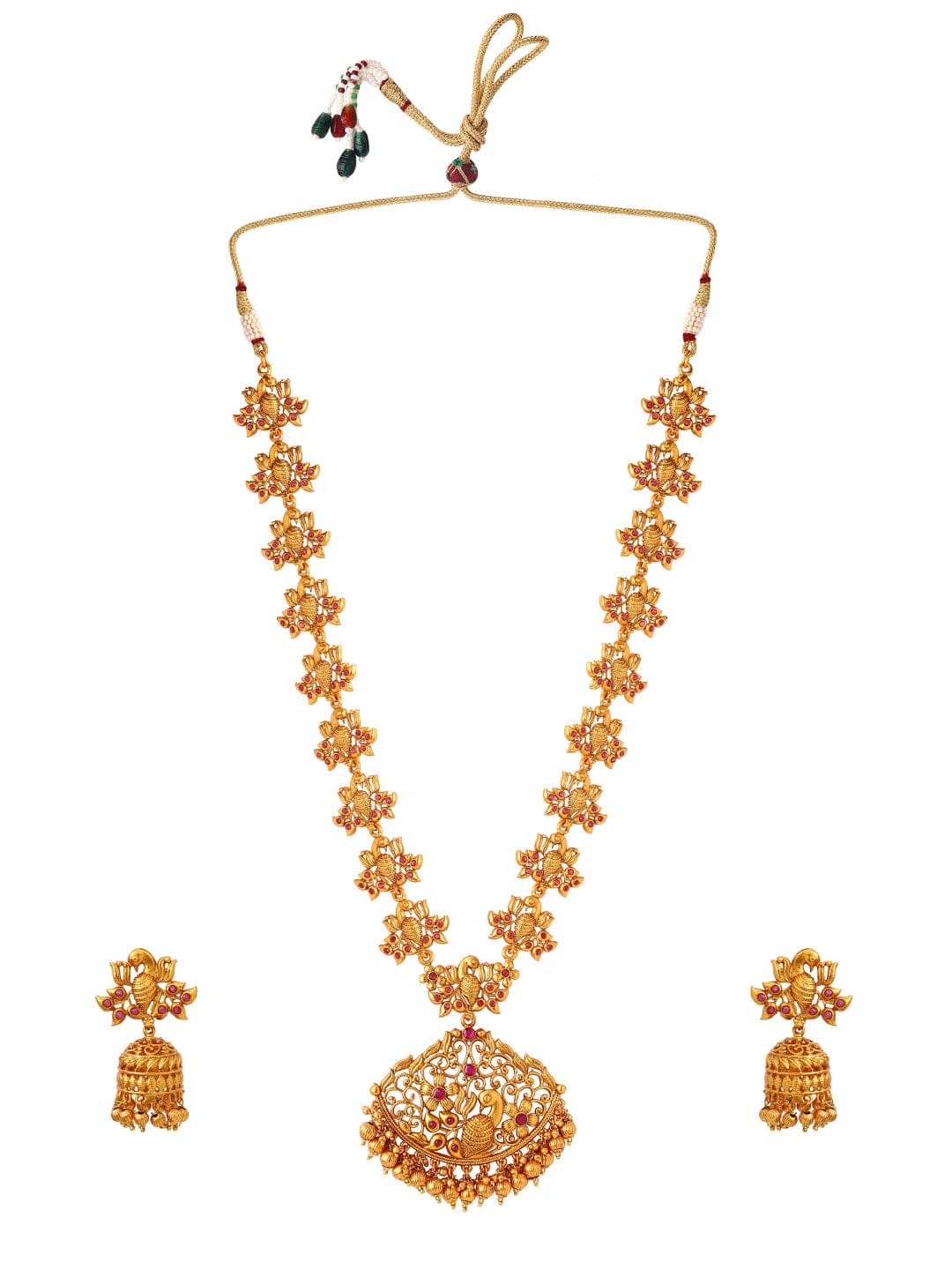 Rubans Gold Plated Handcrafted  Traditional Temple Necklace Set Necklace Set