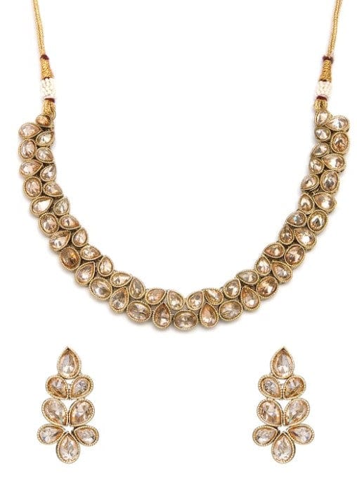 Rubans Gold-Plated Indian Traditional Kundan Necklace Set Necklace Set