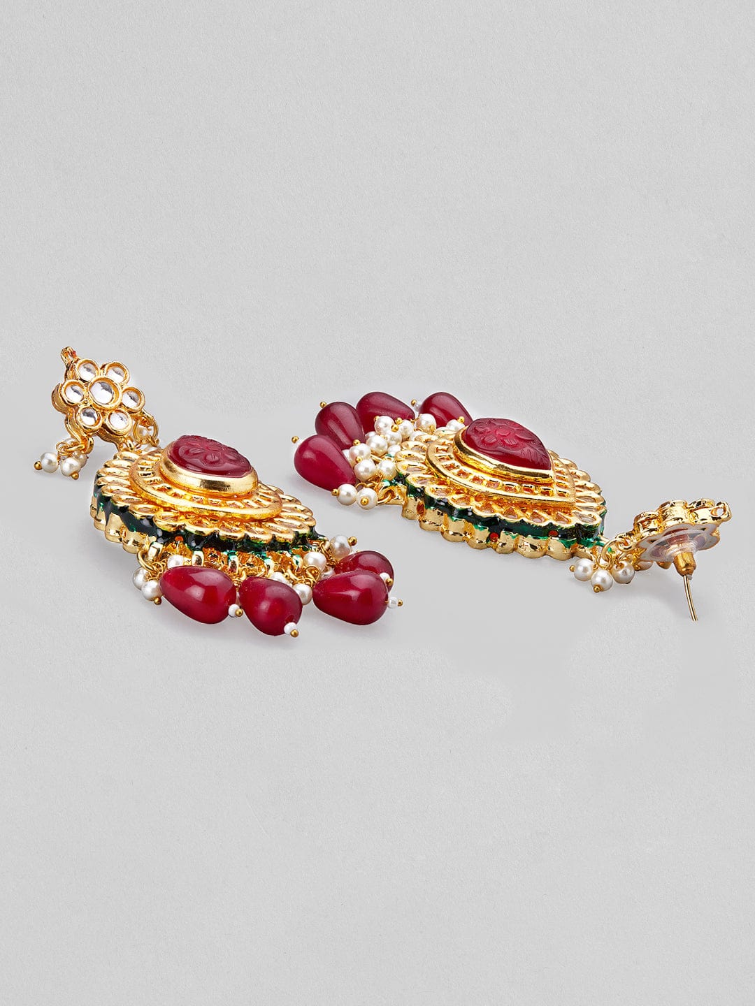 Rubans Gold Plated Kundan Necklace Set With Multicoloured Stones Necklace Set