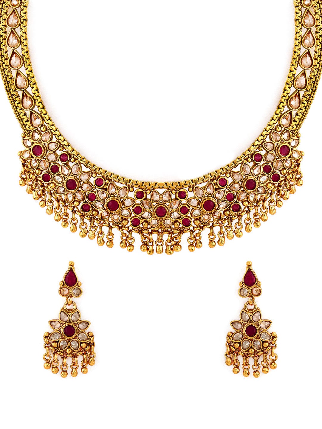 Rubans Gold Plated Kundan &amp; Stone  Necklace Set Necklace Set