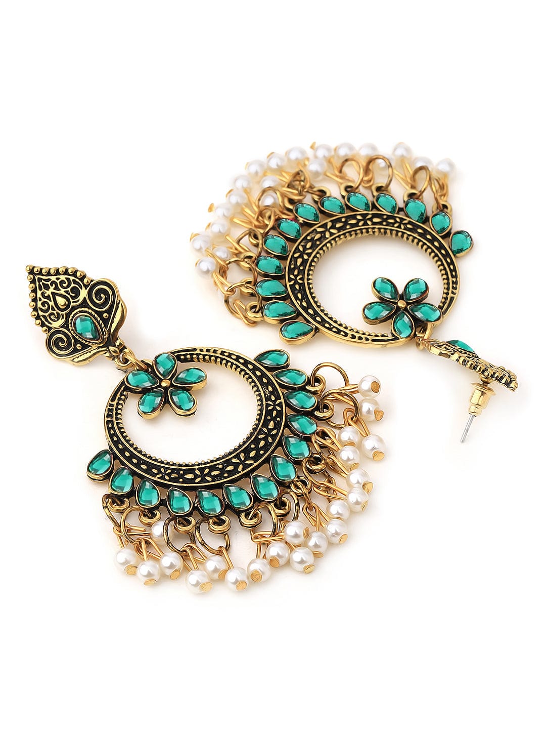 Rubans Gold-Plated Oxidised Handcrafted Contemporary Chandbalis Earrings
