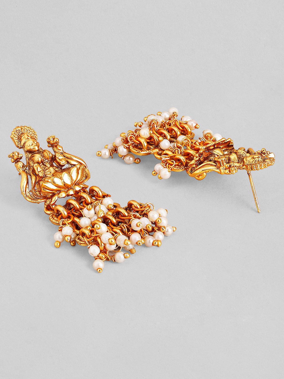 Rubans Gold Plated Pearl Hangings Laxshmi Pendant Necklace Set. Necklace Set