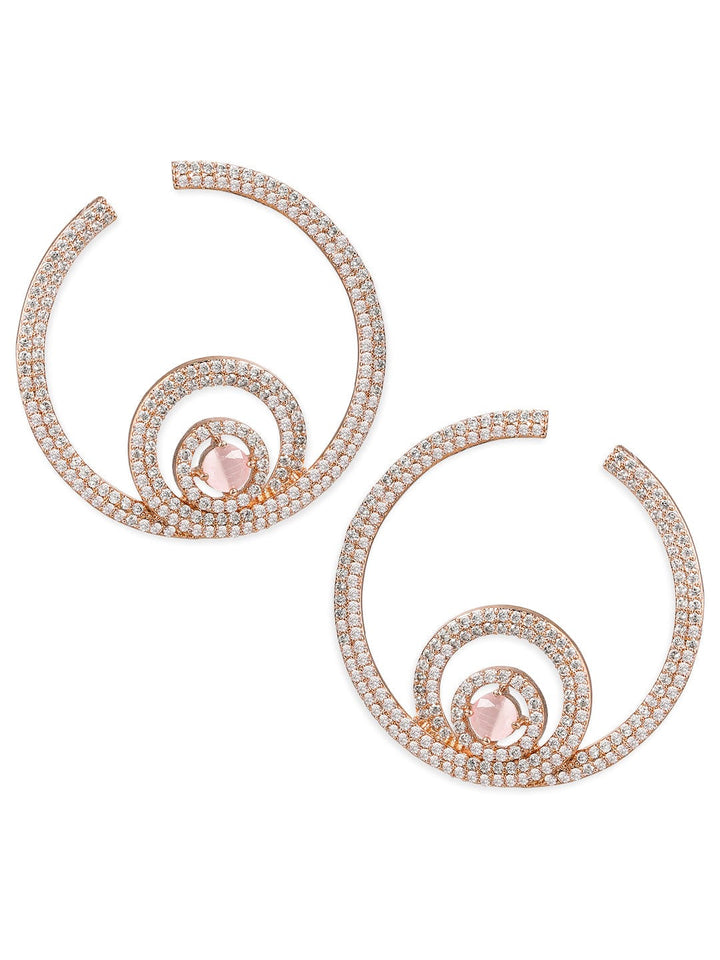 Rubans Gold Plated Pink & Zirconia Stone Studded Earrings. Earrings