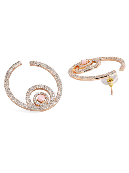 Rubans Gold Plated Pink &amp; Zirconia Stone Studded Earrings. Earrings