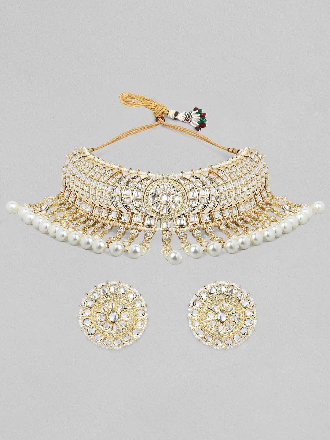 Rubans Gold Plated Royal Kundan Necklace set Necklace Set