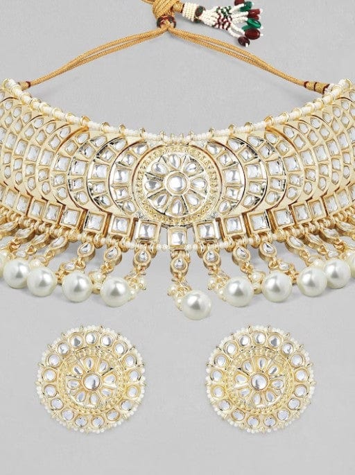 Rubans Gold Plated Royal Kundan Necklace set Necklace Set