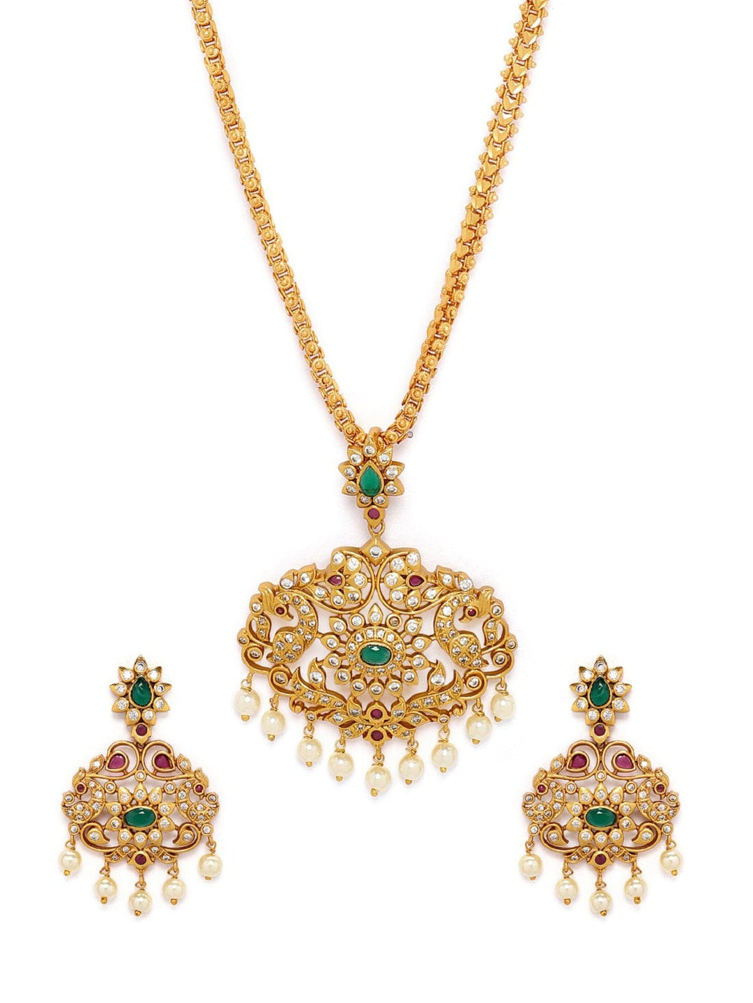 Rubans Gold Plated Temple Necklace Set Necklace Set