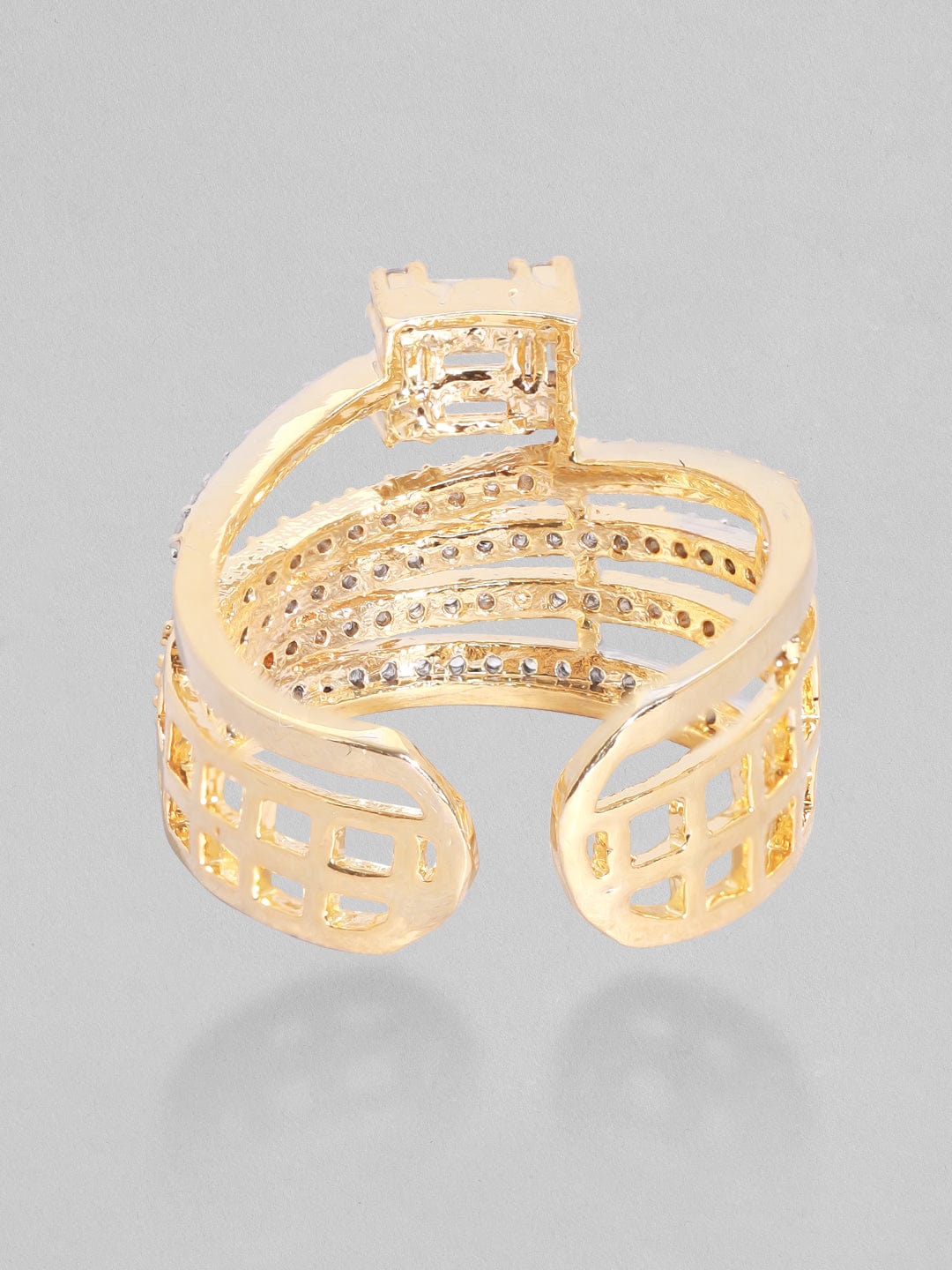 Rubans Gold-Plated White  Zircone-Studded  Finger Ring Rings