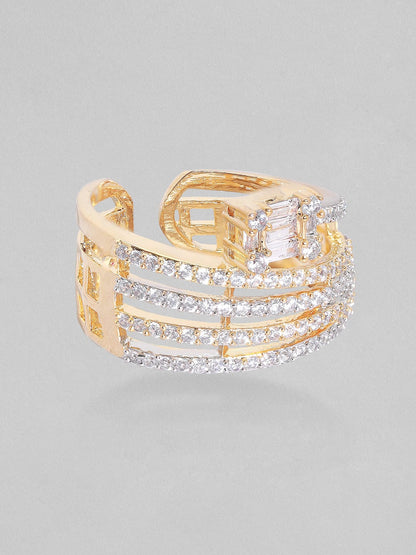 Rubans Gold-Plated White  Zircone-Studded  Finger Ring Rings