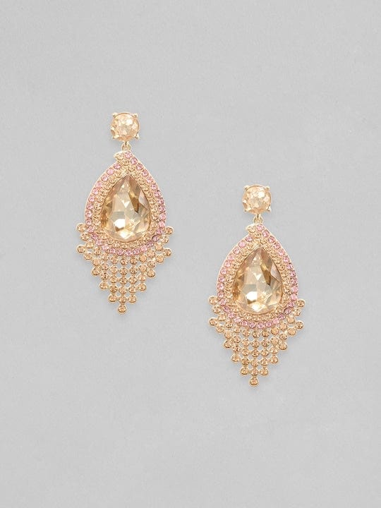 Rubans Gold-Plated Zircon Studded Drop Earrings Earrings