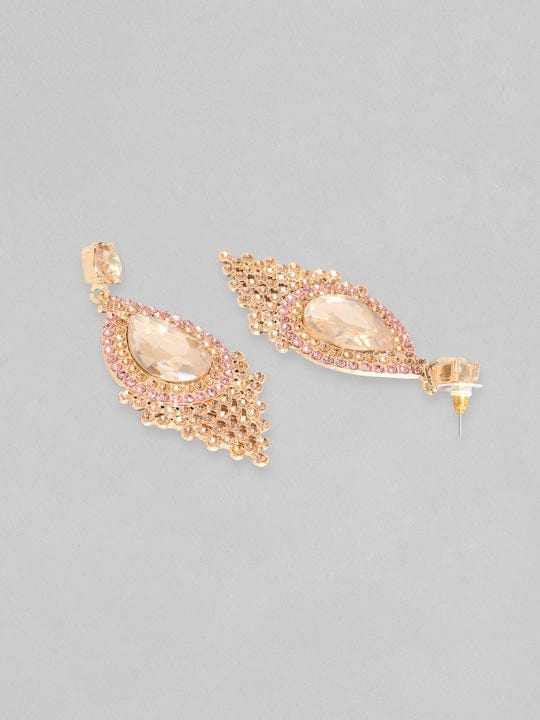 Rubans Gold-Plated Zircon Studded Drop Earrings Earrings