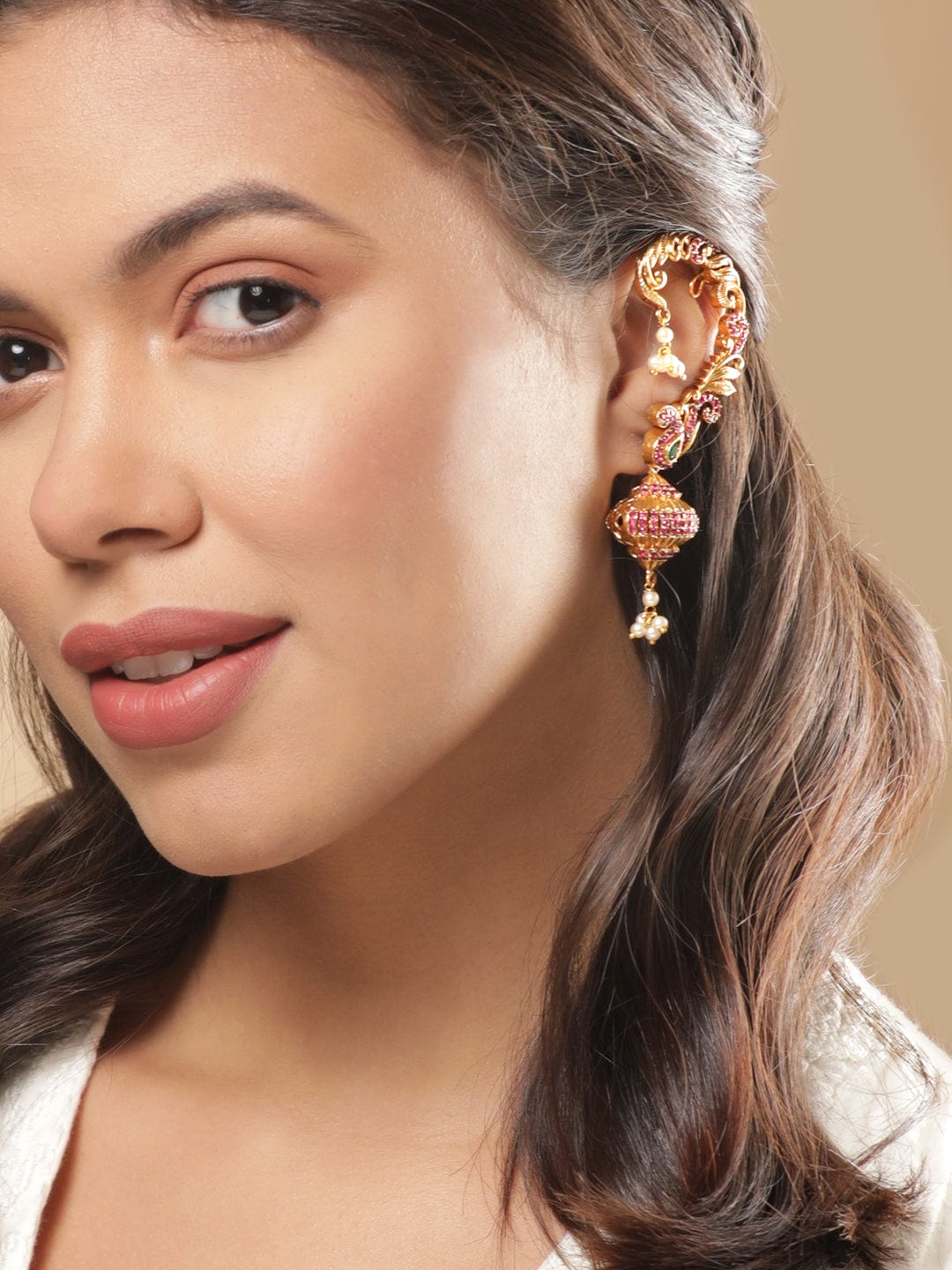 Rubans Gold-Toned Contemporary Jhumkas Earrings Earrings