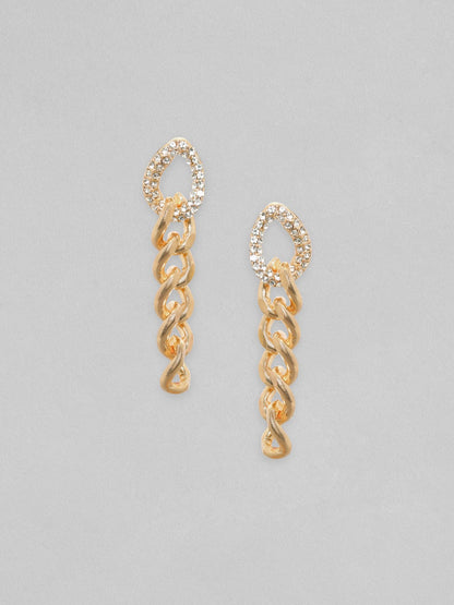 Rubans Gold Toned Cuban Link Dangle Earrings Earrings