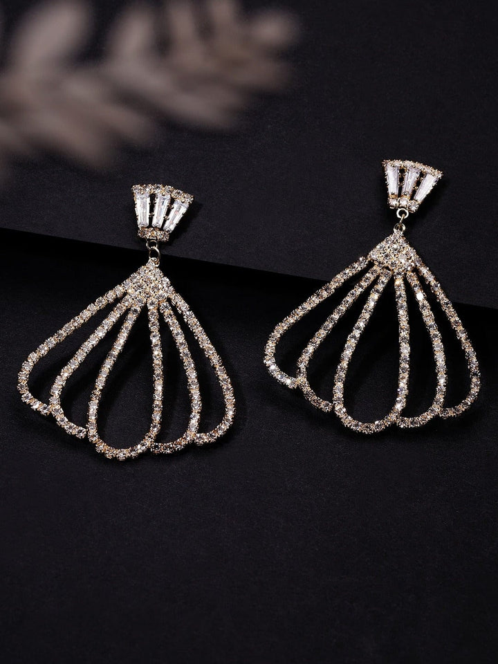 Rubans Gold Toned CZ Stone Drop Earrings Earrings