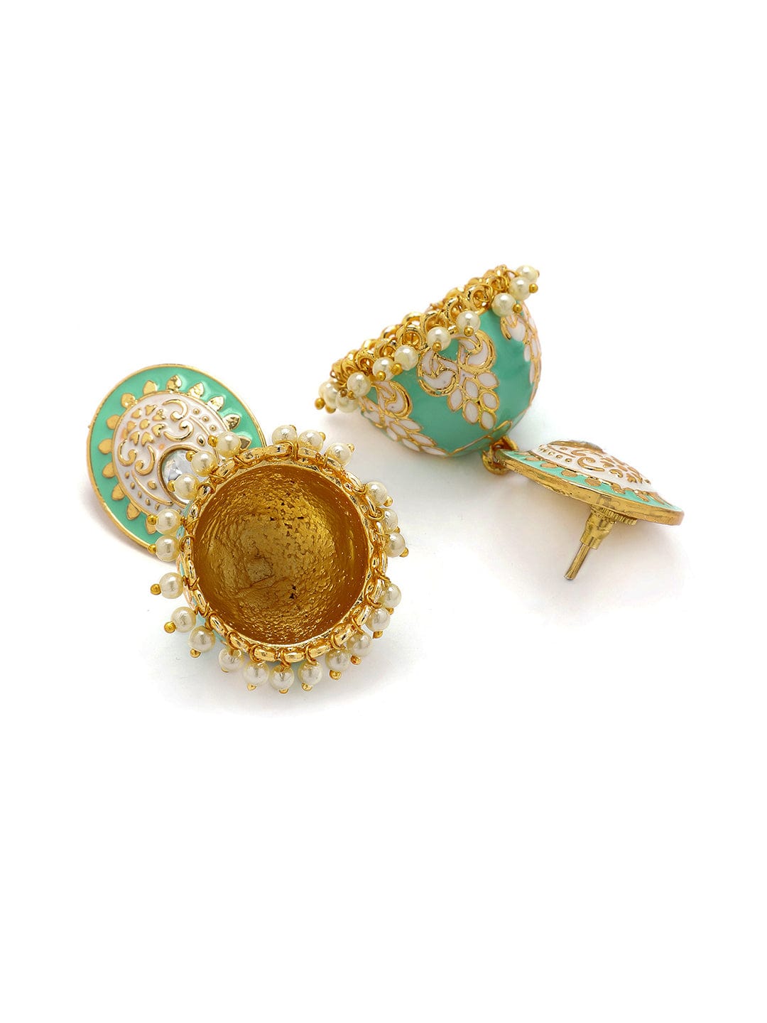 Rubans Gold Toned Enamel Stone Studded Jhumka Earring Earrings