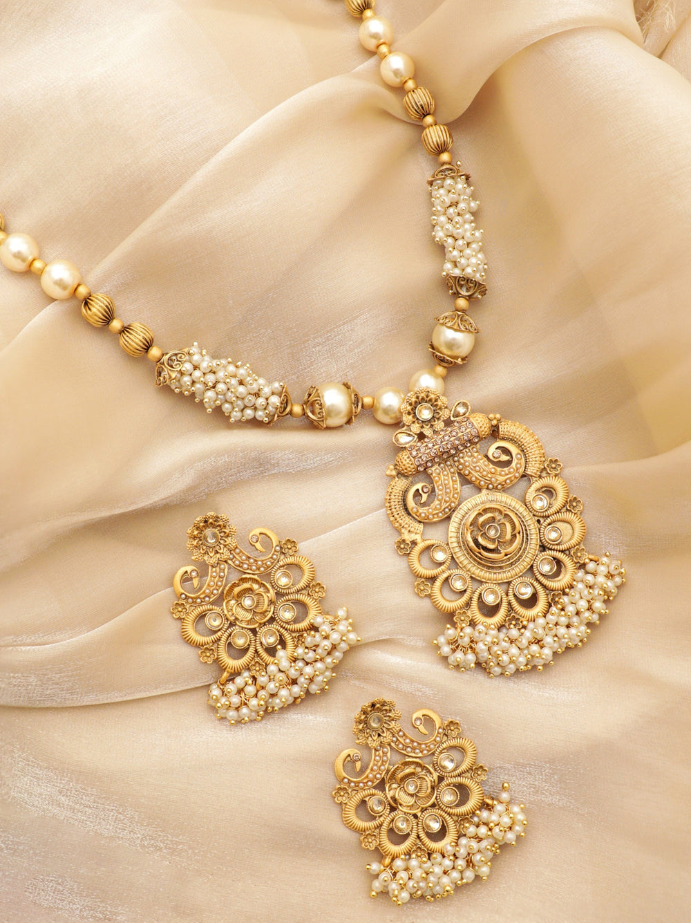 Rubans Gold-Toned Necklace Set with Radiant Charm Jewellery Sets