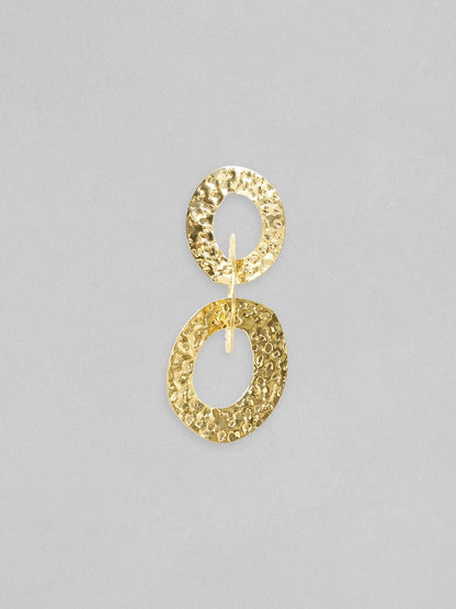 Rubans Gold Toned Textured Cuban Link Dangle Earrings Earrings