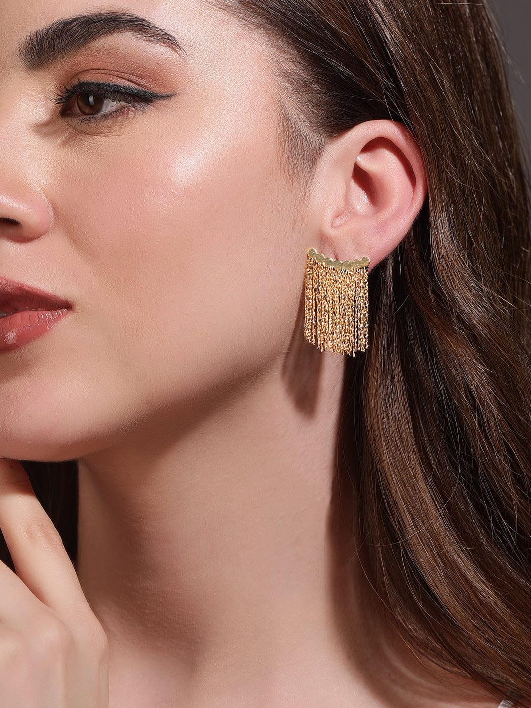 Rubans Golden Glitz Western Drop Earrings  A Dazzling Accent of Elegance Earrings