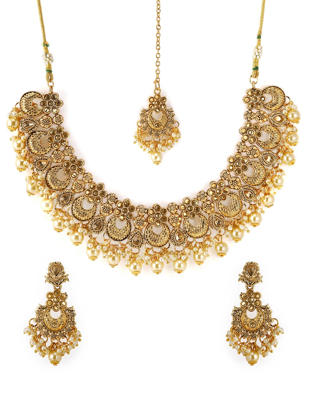 Rubans Kundan Studded Pearl Embellished Necklace Set Necklace Set
