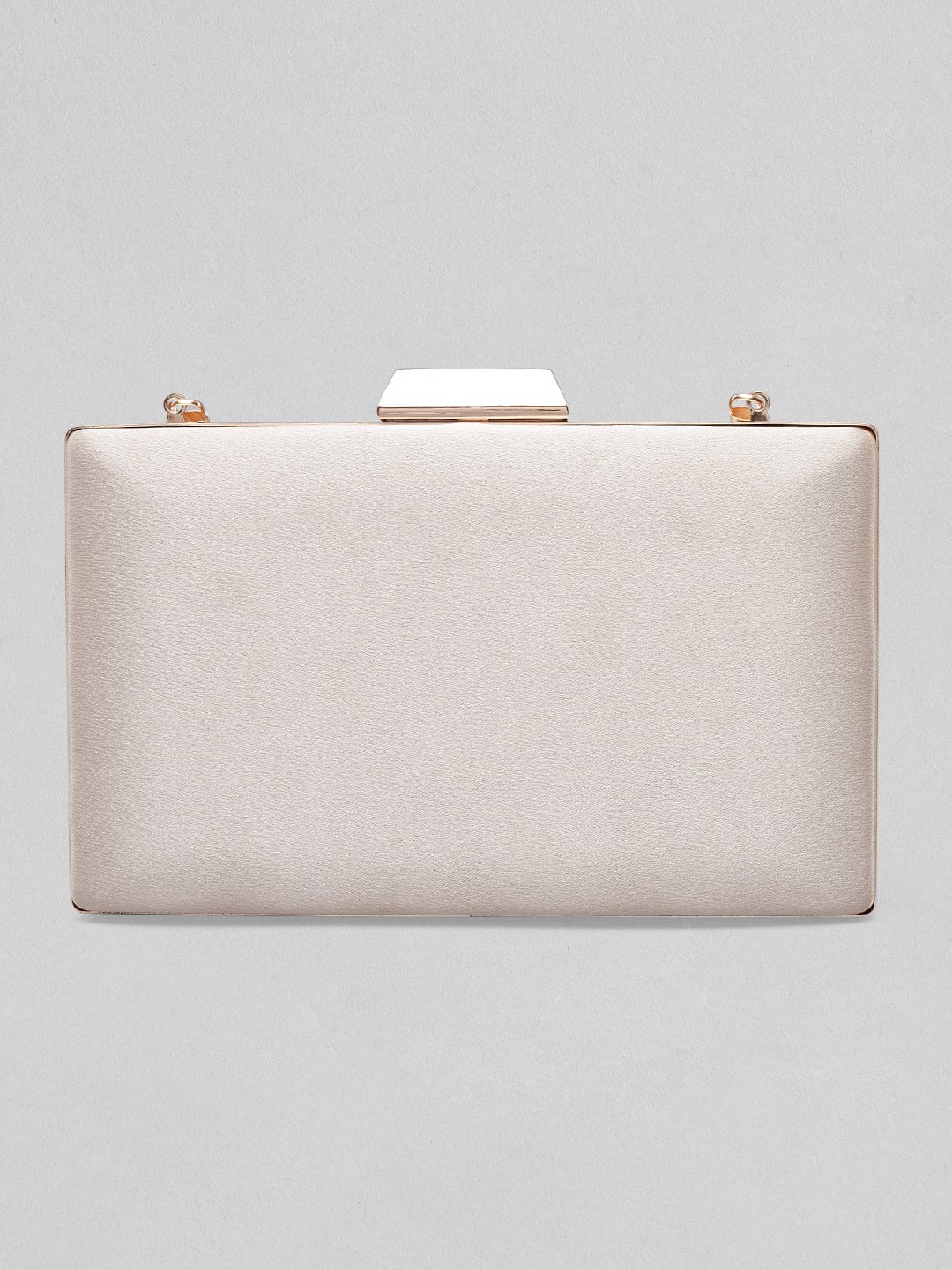 Rubans Light Grey Coloured Box Clutch With Golden Design. Handbag &amp; Wallet Accessories