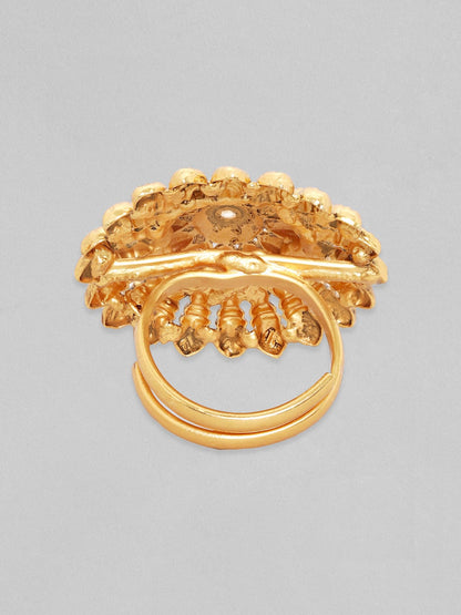 Rubans Luxury 22K Pure Gold Plated Finely Detailed Temple Statement Ring. Rings