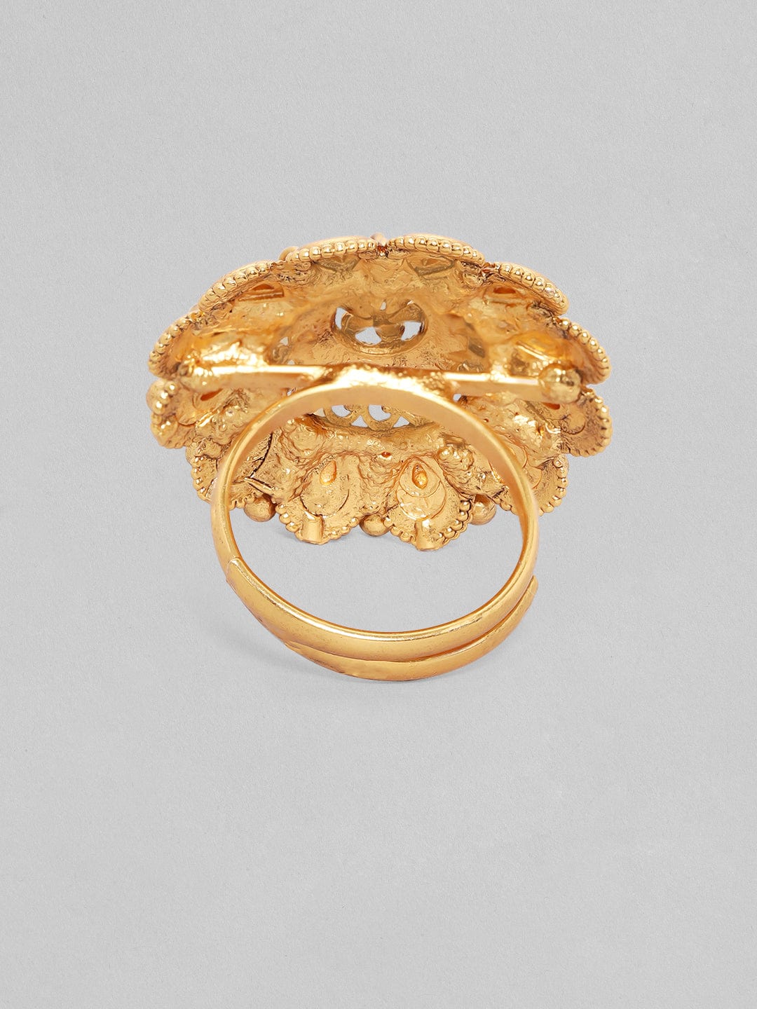 Rubans Luxury 22K Pure Gold Plated Tiny Ghungroo Detailed Temple Ring. Rings