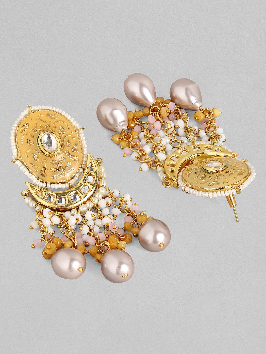 Rubans Luxury 24K Gold Plated Handcrafted Enamel & Pachi Kundan with Pearls Choker Set
