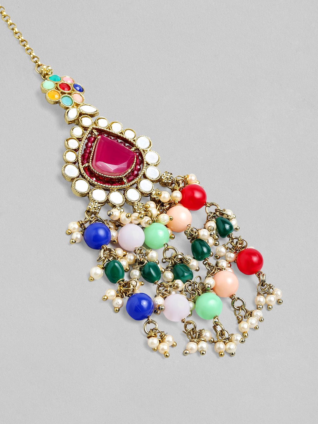 Rubans Luxury 24K Gold Plated Kundan &amp; Emerald Green Necklace Set Necklace Set