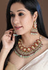 Rubans LUXURY Intricately Handcrafted  22Kt Gold Plated Traditional Red And Green Necklace Set Necklace Set