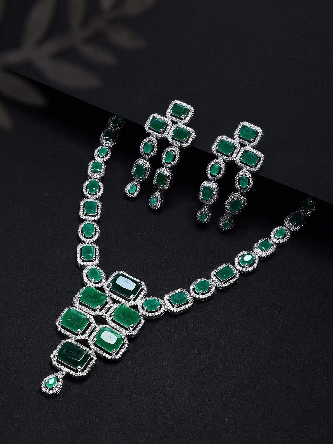 Gold Plated studded emerald jewellery