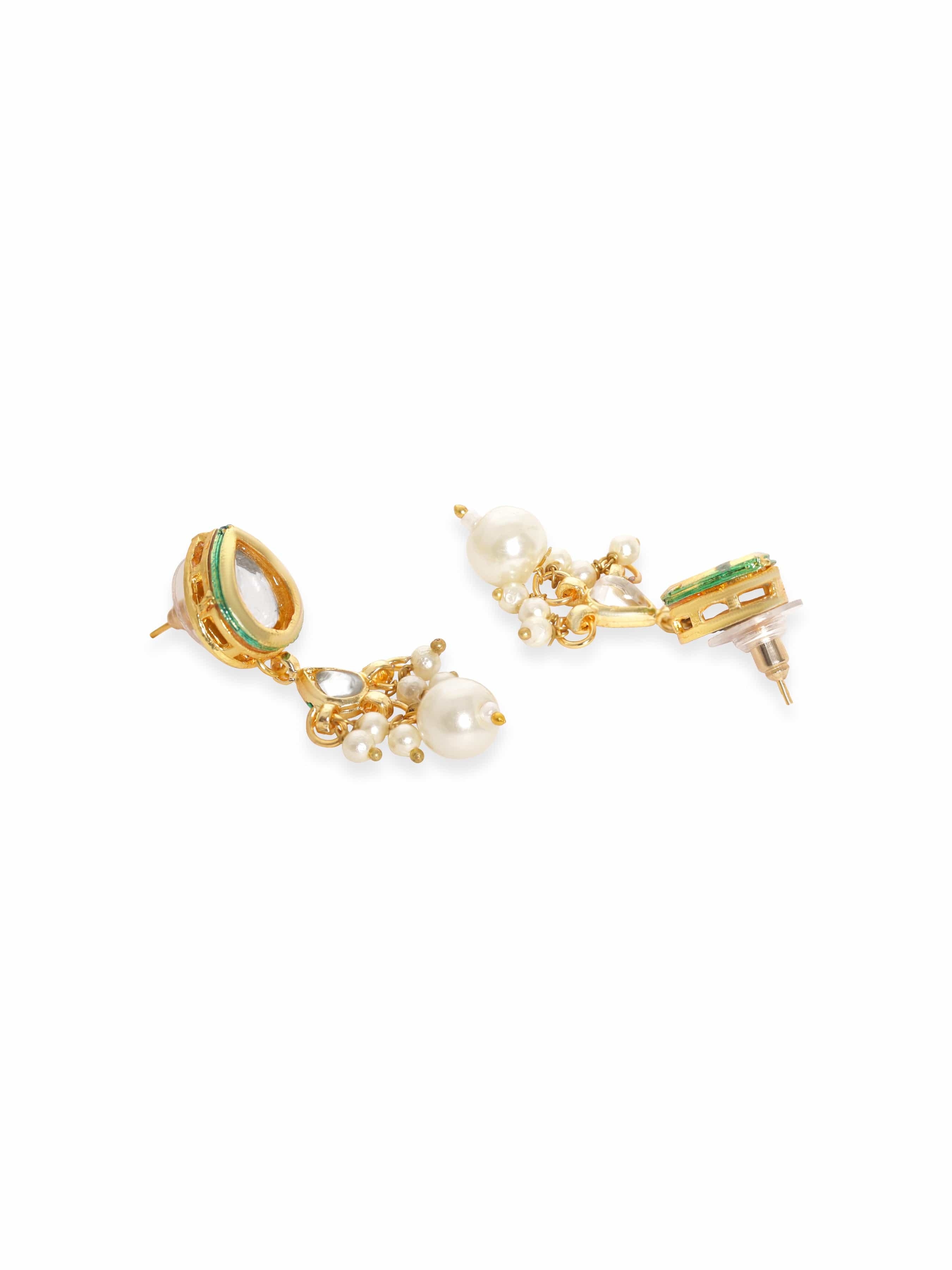 Rubans Majestic Fusion White Pearl with Kundan Necklace Set Jewellery Sets